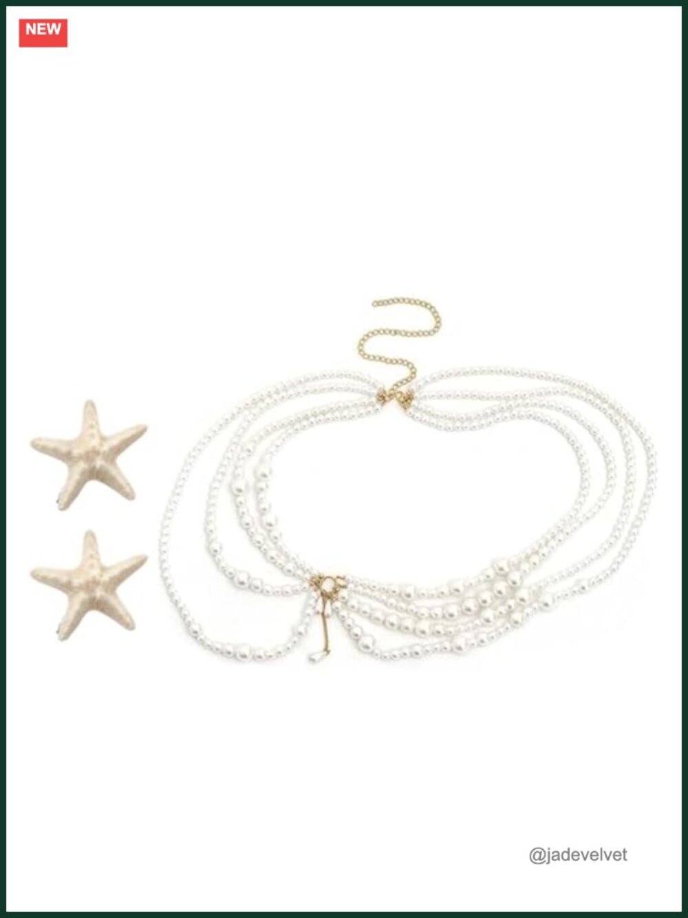 3 Pc Mermaid Costume Accessory Set Pearl Waist Chain Starfish Hair Pins